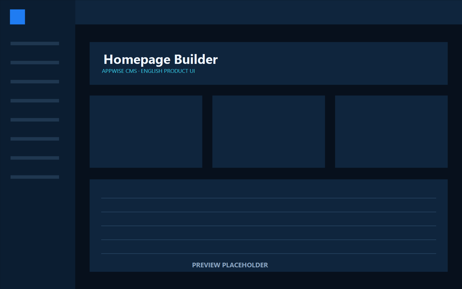 AppWise CMS Homepage Builder interface in English